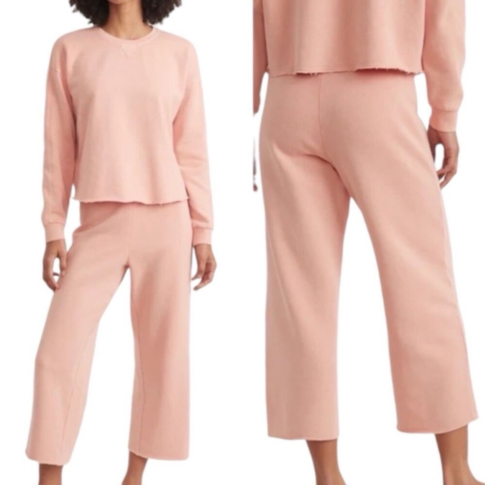 NWT Marine Layer Shiloh wide leg crop sweatpants XL pink